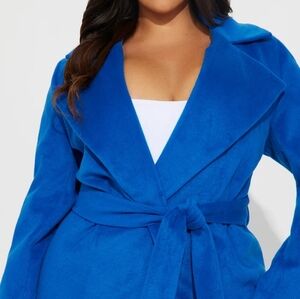 Camille Cobalt Blue Trench Belted Wrap  Coat By Fashion Nova